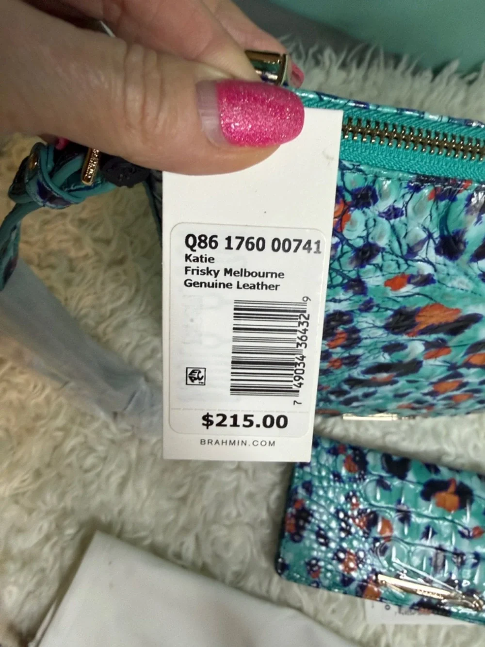 New Brahmin Katie Frisky Melbourne Turquoise Floral  Crossbody/Wallet - Picture 16 of 17